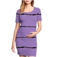 thumbnail image 2 of Ovzne Robes pour Femmes 2025 Robe Femme Mode Imprimée Plissée Jupe de Maternité Manches Courtes Col Rond Mi-Mollet Robe d'Été Manches Courtes Imprimée Liquidation, 2 of 7