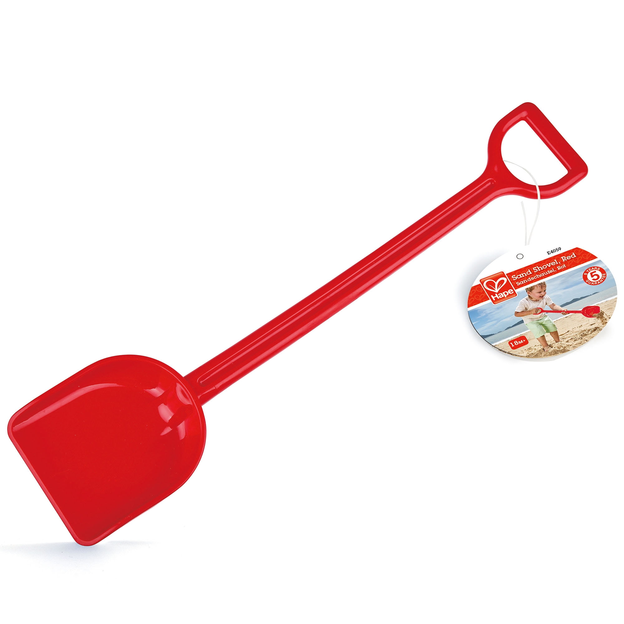 Hape: Sand Shovel - Red - 21.7", Beach Toy, Scoop & Dig, Garden-Snow-Sand-Dirt, Outdoor Play, Heavy Duty BPA Free Plastic, Kids & Toddlers Ages 18mo+