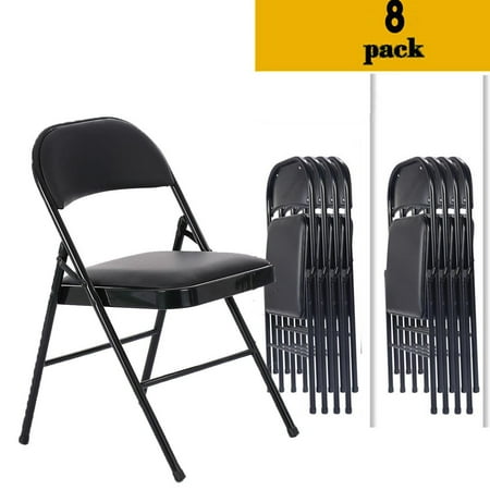 Zimtown 8 PACK Folding Chair Fabric Upholstered Padded Seat Metal Frame Home