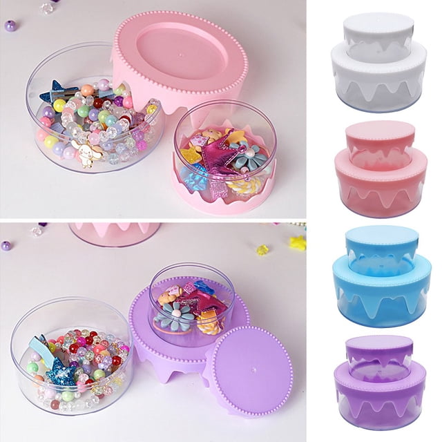 Cake Shape Storage Boxes Set of 2 Double Layers DIY Transparent Storage Smooth Edge Hairpin Sundries Storage Cases Household Stuffs