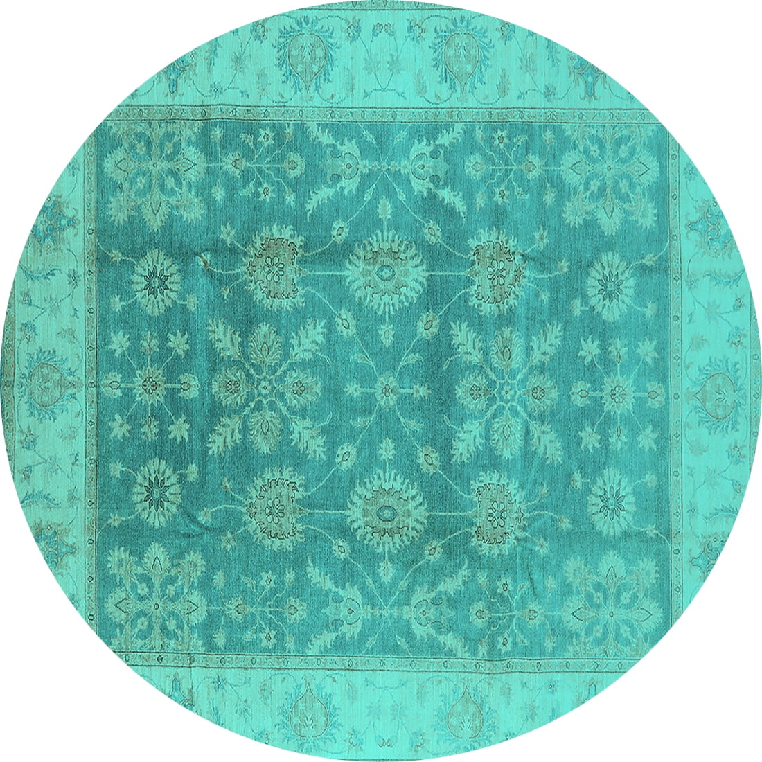 Ahgly Company Indoor Round Oriental Turquoise Blue Traditional Area ...