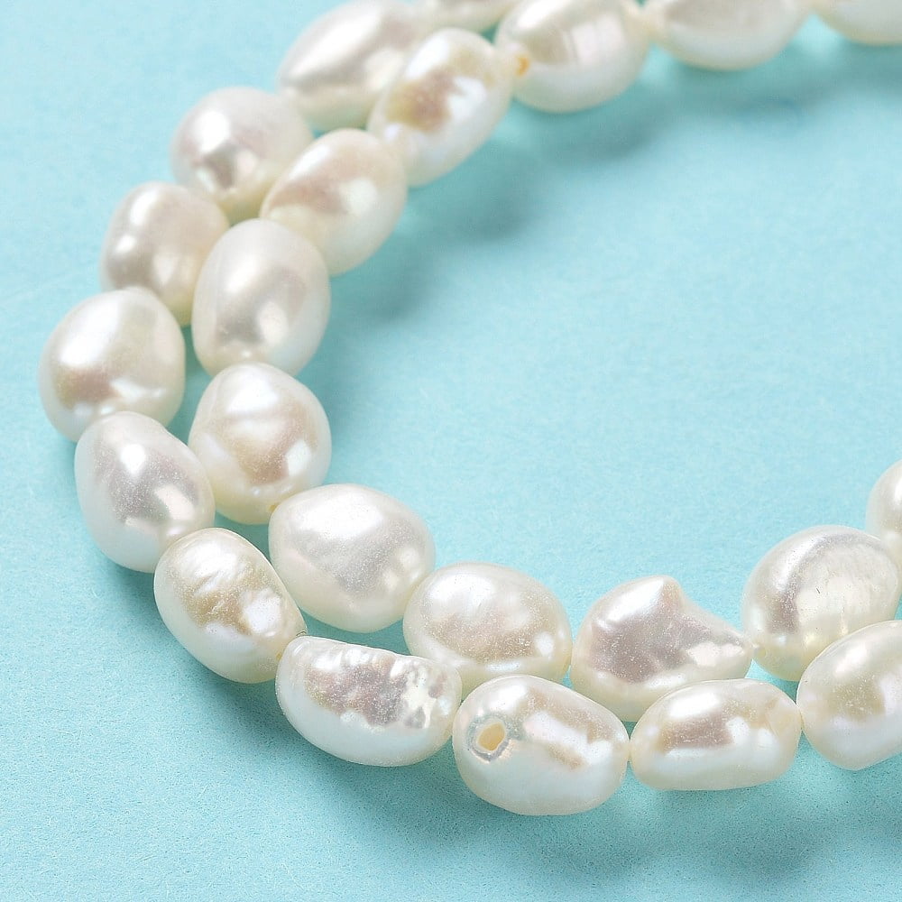 1Strand Natural Cultured Freshwater Pearl Beads Strands Grade 6A Seashell Color 9~10x8~9x8~9mm Hole: 0.6mm about 36~37pcs/strand