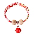 thumbnail image 2 of Adjustable Cedar Bead Pet Collar with Fortune Pendant and Bell, Decorative Dog and Cat Collar for Daily Wear(Red,45cm), 2 of 5