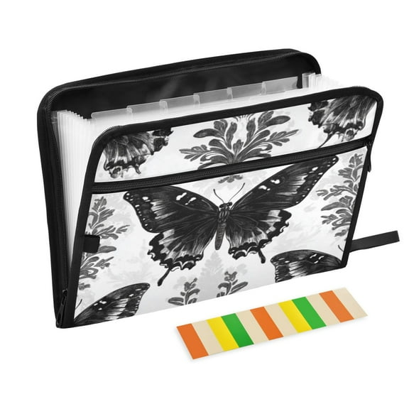 Organ Folder 14.2 x 0.8 x 10.6 Inches 13 Separate Pockets A4 Size Documents Folder A Sort Storage File Manager For The Home Office Black Beautiful Butterfly