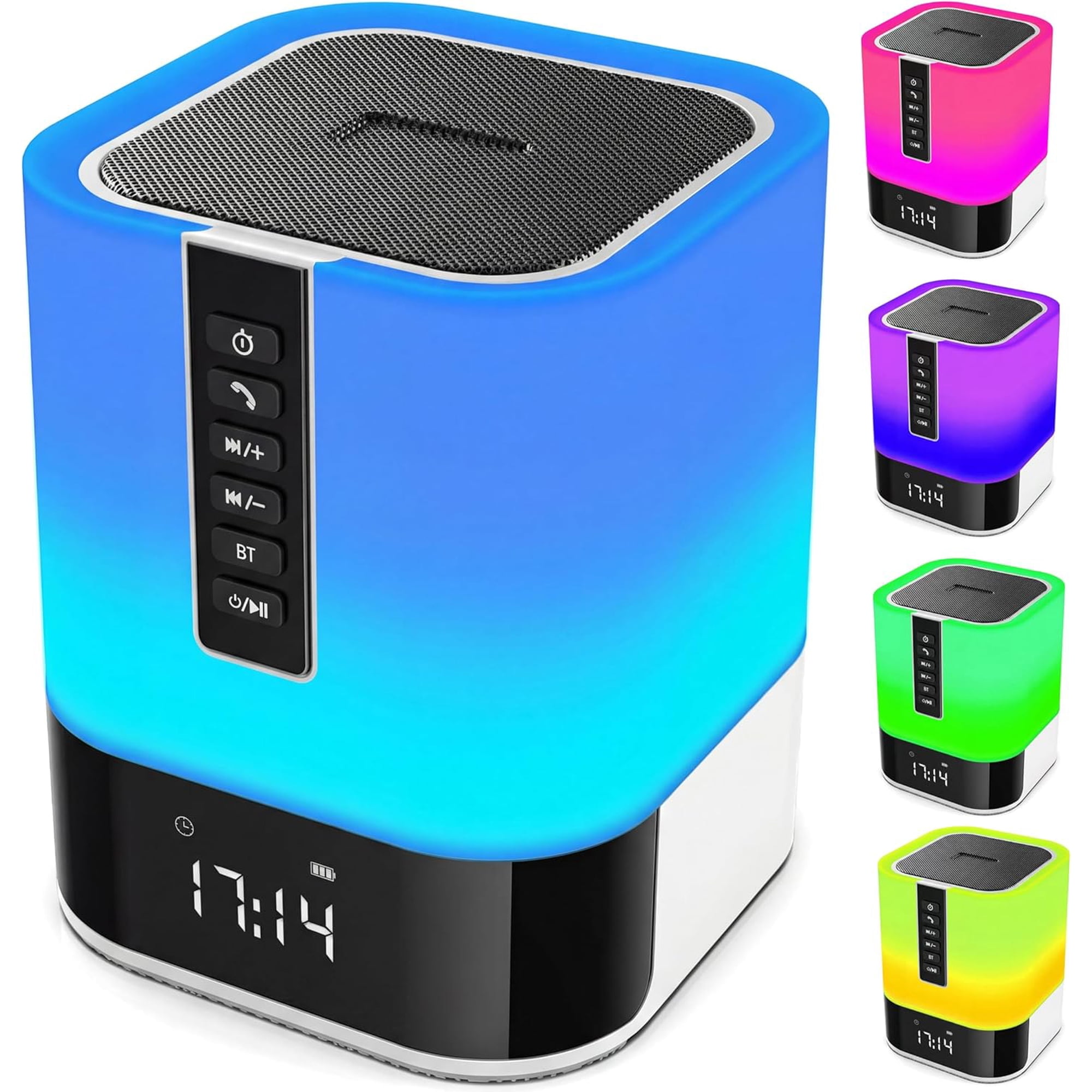 Night Light Bluetooth Speaker with Alarm Clock, Touch Control Bedside Lamp