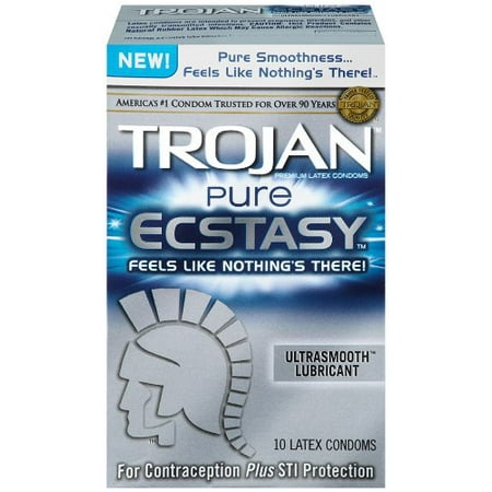 Trojan Condom Pure Ecstasy Ultrasmooth Lubricated, 10