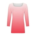 thumbnail image 7 of CYMMPU Women's Summer Fall Trendy Tunic Tops Casual Shirts Square Neck Basic Tees Business Work Blouses Gradient Color 3/4 Length Sleeve 2025 Clothes Red S, 7 of 7