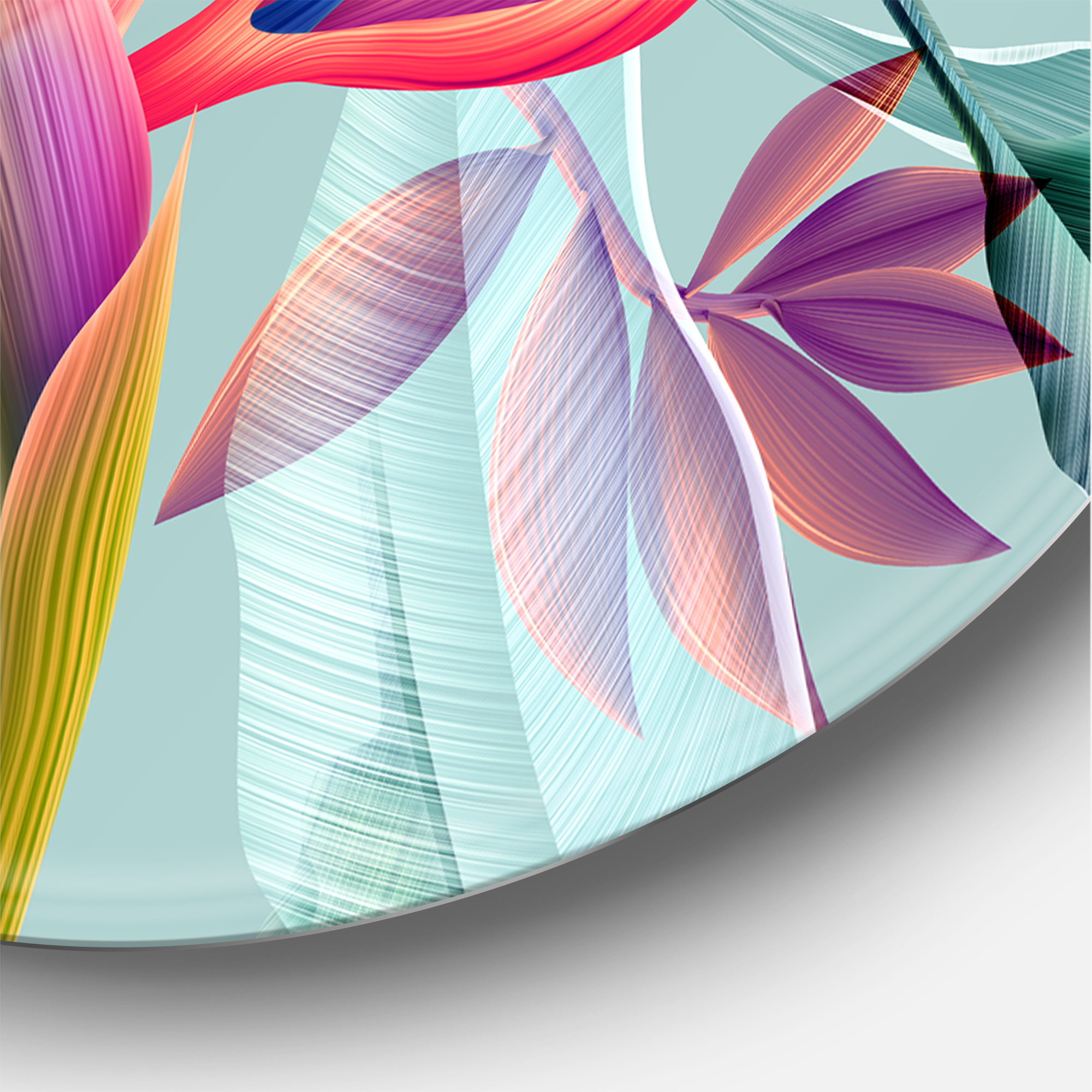 Designart 'VIntage Tropical Flowers V' Traditional Circle Metal Wall Art 29x29 - Disc of 29