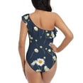 thumbnail image 5 of Rateoe Daisies Flowers Pattern Women One Piece Swimsuits Tummy Control One Shoulder Bathing Suits Ruffle Swimwear-XX-Large, 5 of 6