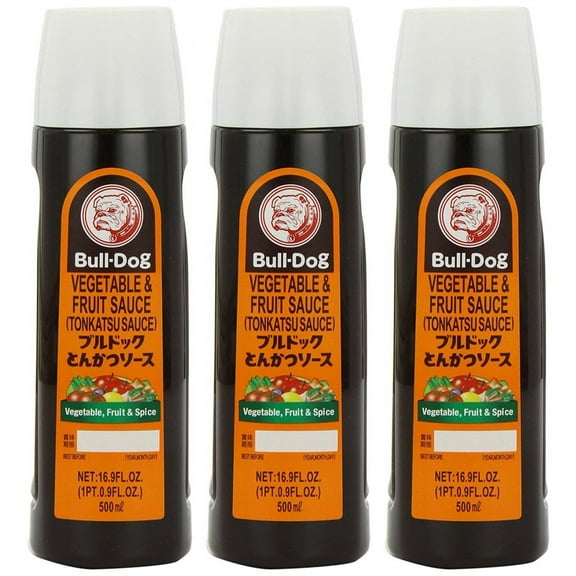 Bull-Dog Vegetable & Fruit Sauce (Tonkatsu Sauce), 16.9 Fl Oz Each - Pack of 3