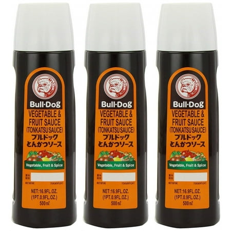 Bull-Dog Vegetable & Fruit Sauce (Tonkatsu Sauce)  16.9 Fl Oz Each - Pack of 3