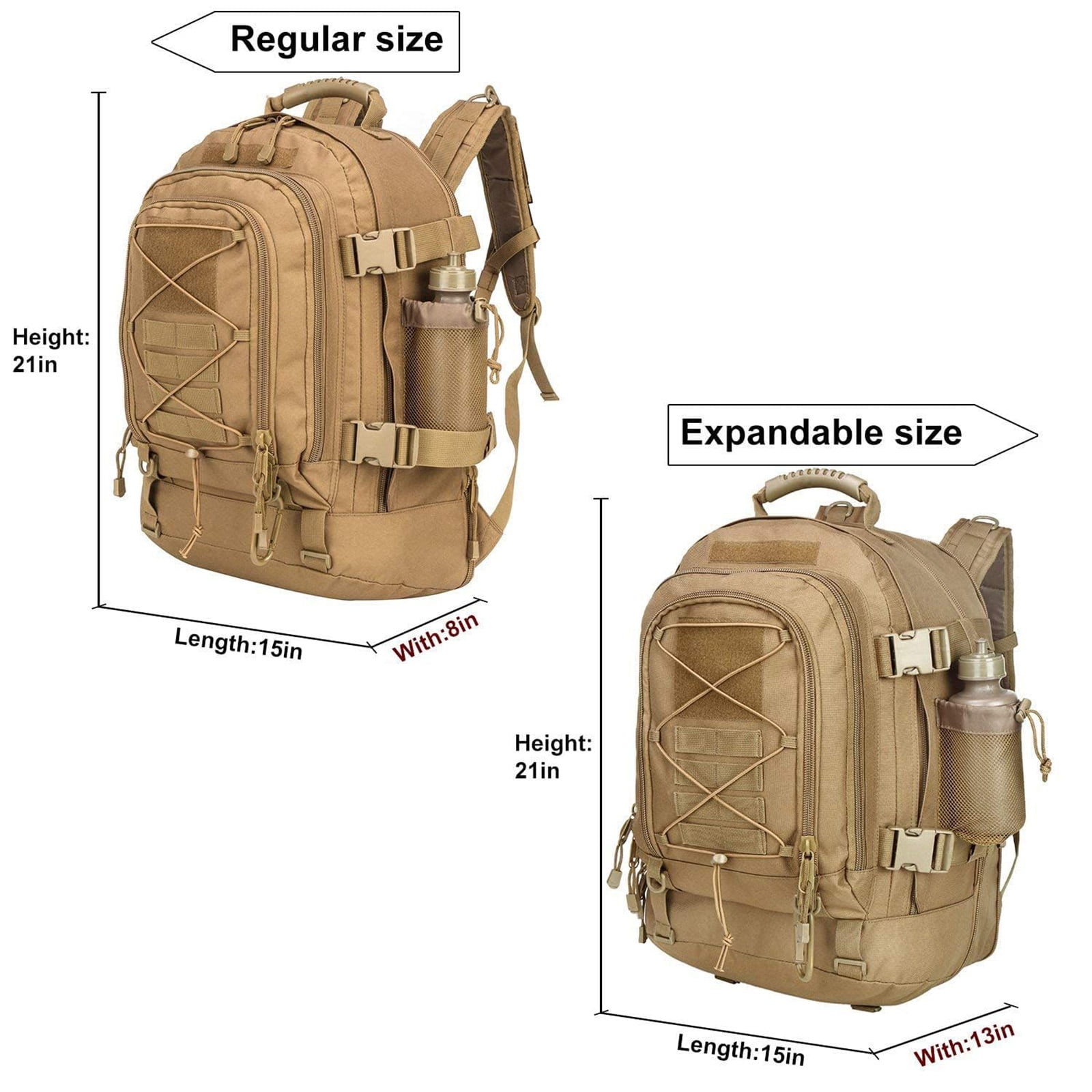 WolfWarriorX Water-Resistant 40 L Backpacking Backpacks, Beige