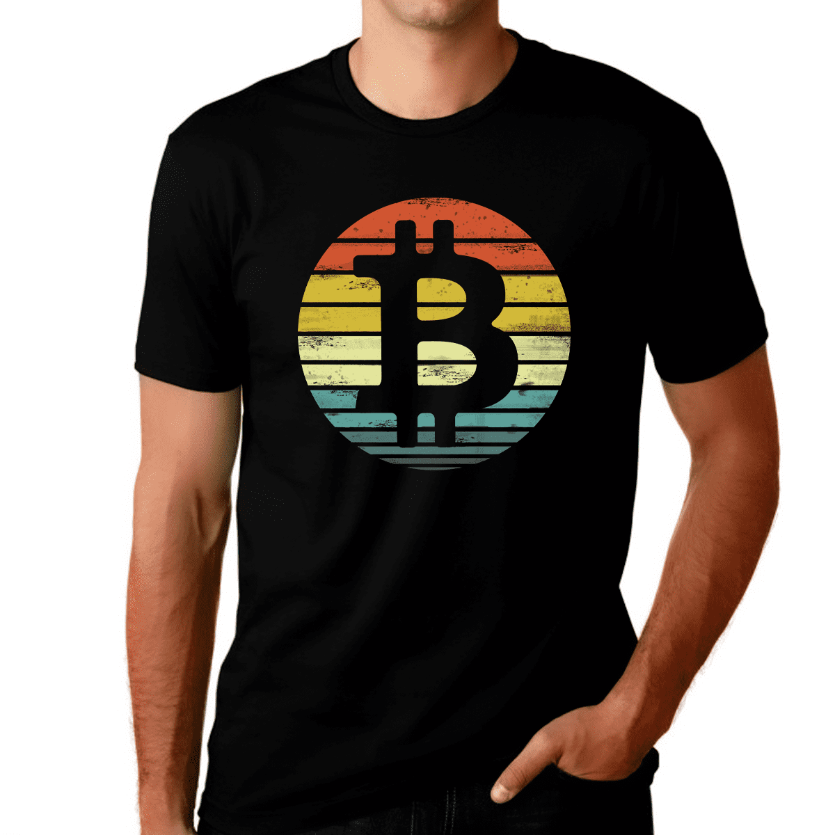 Chemise Bitcoin Vintage pour Hommes Logo Bitcoin Crypto Shirt Bitcoin Cadeau ETH Mens Rétro Bitcoin Chemises