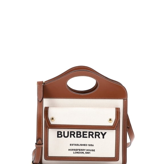 Pre-Owned Logo Pocket Tote Canvas with Leather Mini By Rebag