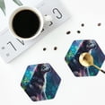 thumbnail image 5 of Pofeuu Colorful Plant Wolf Print Leather Coasters Set of 6, Round Cups Mugs Mat Pad for Home Kitchen Heat Resistant Drink Coasters,Hexagon, 5 of 7