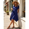 thumbnail image 5 of MecTo Summer Dresses for Women Soft V-neck Short Sleeve T shirts Asymmetrical Hem Casual Dress with Pockets, 5 of 8