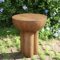 thumbnail image 6 of Patio Table, Iris Outdoor Patio Three-Legged Wood-Grain Round MGO Side Table, Brown, Brown Outdoor Dining Table,Magnesium Oxide Folding Camping Table, 6 of 16