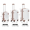 thumbnail image 2 of Luggage 3-Pieces Set ABS Durable Suitcase with Spinner Wheels Cream White 20"24"28", 2 of 6