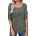 thumbnail image 4 of Fantaslook Square Neck Tops for Women Long Sleeve Dressy Blouses Button Side Tunic Shirts, 4 of 8