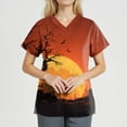 thumbnail image 4 of MLQIDK Halloween Scrubs for Womens Short Sleeve Pumpkin Ghost Bat Printed Nurse Uniforms Halloween V Neck Funny Scrub Shirts Plus Size Fun Workwear Orange 3XL, 4 of 4