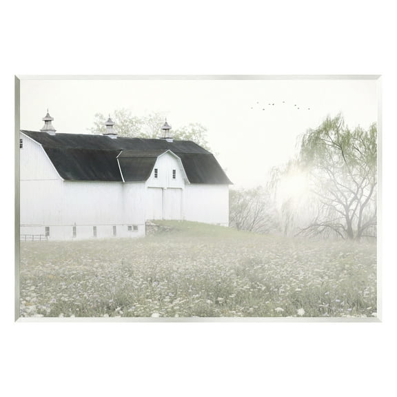 Stupell Industries Peaceful White Barn Countryside Meadow Blooming Buds Graphic Art Unframed Art Print Wall Art, Design by Lori Deiter