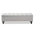 thumbnail image 3 of Brette Mid-Century Modern Grayish Beige Fabric Upholstered Wood Storage Bench Ottoman, 3 of 5