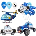 thumbnail image 2 of Globos de aluminio de helicóptero de coche azul para niños, decoración de fiesta de cumpleaños de policía de 5 ° cumpleaños, Baby Shower, 2 of 5