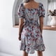 thumbnail image 5 of Moda mujer otoño e invierno sexy o-cuello cintura floral plisado vestido Fridja  qw704, 5 of 5