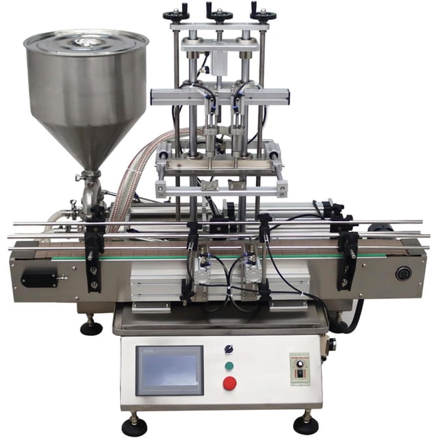 Desktop Fully Automatic Paste Filling Machine Double-head Pneumatic Paste Liquid Filler with Conveyor Belt 100-1000ml 110V