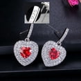 thumbnail image 5 of Blue CZ Romantic Lover Heart 925 Silver Dangle Earrings for Women Party Jewelry, 5 of 9