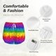 thumbnail image 4 of Balery Bright Rainbow Pantalones cortos deportivos para mujer con forro y dos bolsillos, elásticos, para entrenamiento, gimnasio, yoga-XX-Large, 4 of 7