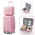 thumbnail image 4 of Set of 4 Expandable Luggage Suitcase, Lightweight Hardshell Suitcase Sets with TSA Lock and 360° Double Spinner Wheels, 14"20"/24"/28" Carry-on Travel Suitcase for Women Men Weekender, Pink, 4 of 9