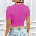 thumbnail image 6 of ATOYSOY Women's Ribbed Slim Crop Tops Clearance Fashion Shirts Solid Color Round Neck Retro for Teens Girls Summer Pullover Short Sleeve Elegant Casual Drawstring Pink L, 6 of 6