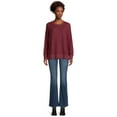 thumbnail image 3 of Time and Tru Women's Hacci Knit Pullover with Long-Sleeves, Single and 2-Pack, Sizes XS - XXL, 3 of 6