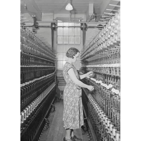 American Silk Mills Woman doubling silk at the William Skinner and Sons Silk Mill 1936 Poster Print by Stocktrek Images ()