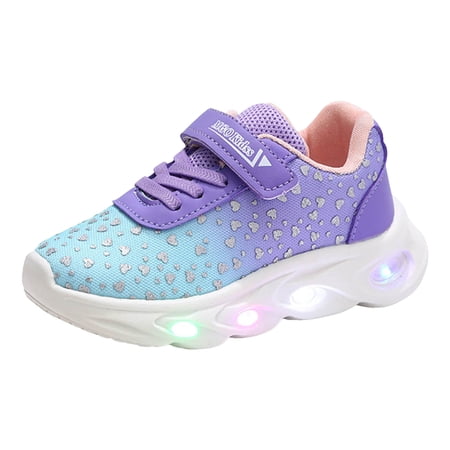 Karoyedx Light Up Shoes for Toddler Girls Toddler Tennis Shoes Toddler Little Kids Fashion Sneakers Light Up Slip on Breathable Athletic Walking Tennis Boys Girls Shoes Purple Size 7