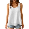 thumbnail image 3 of Women's Summer Sleeveless Chiffon Tank Top Cami Blouse with Round Neck Lace Up Ruffle Hem Loose Fit Floral Print Boho Chic Casual Vacation Beach Outfit Fashion Essential for Ladies, 3 of 9