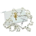 thumbnail image 1 of Catholic Chapelet Perles Blanches 6mm avec Vinyle Blanc et accent Doré (Perle Blanche), 1 of 10