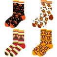 thumbnail image 6 of Thanksgiving Socks for Women Men Colorful Fall Designs Pumpkins Turkeys Leaf Pattern Cotton Middle Tube Socks Hosiery, 6 of 9