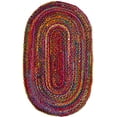 thumbnail image 2 of SAFAVIEH Braided Daphne Geometric Cotton Reversible Area Rug, Red/Multi, 4' x 6' Oval, 2 of 10