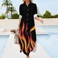 thumbnail image 4 of fire flames Long Sleeved Shirt Dress summer dresses for women dress women summer, 4 of 7