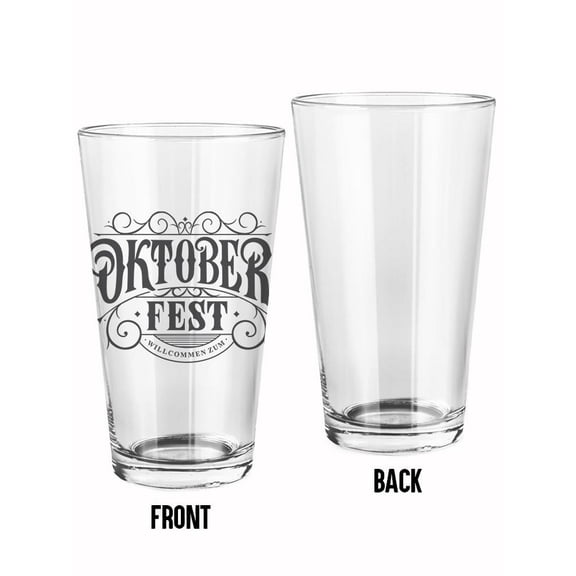 Smartprints Oktoberfest Vintage Iron Sign Pint Glass -Image by Shutterstock, 16 oz Transparent Glass