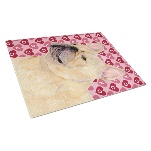 Caroline's Treasures French Bulldog Hearts Love and Valentine's Day Glass Cutting Board Large