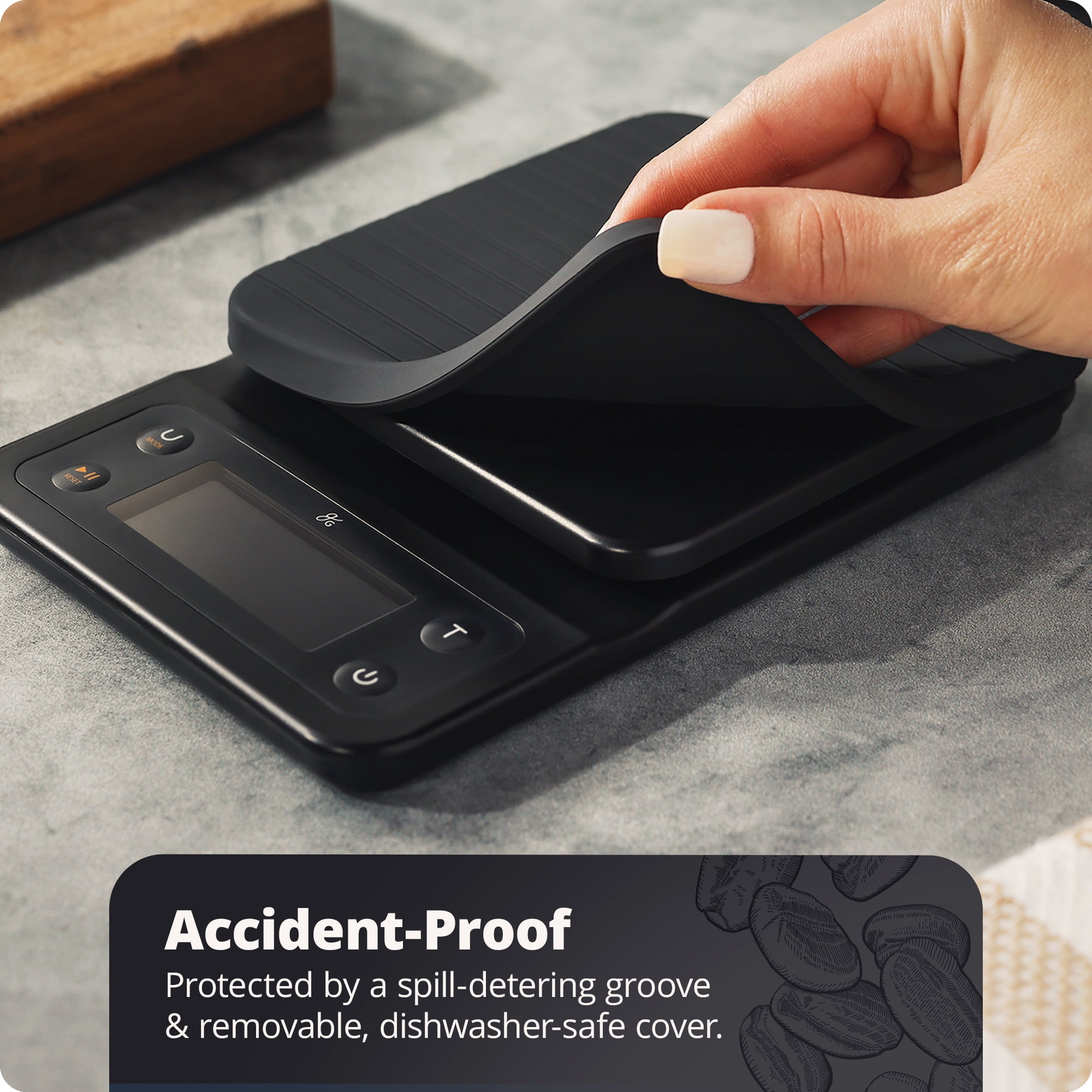 Greater Goods Coffee Scale with Timer, 0.1g Precision, 3kg Capacity, 6-Unit Digital Espresso & Pour-Over Scale, Silicone Waterproof Cover, Auto Shut-Off (Onyx Black)