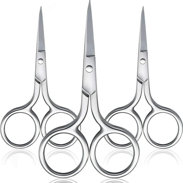 3 Pack Nose Hair Scissors Facial Hair Scissors Small Scissors Stainless Steel Straight Tip Scissor for Eyebrows, Nose, Moustache, Beard (Silver) - 3 Pack Nose Hair Scissors Facial Hair Scissors Small Scissors Stainless Steel Straight Tip Scissor for Eyebrows, Nose, Moustache, Beard (Silver) -