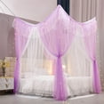 thumbnail image 6 of 4 Corners Post Ruffle Princess Bed Canopy Curtain-Double Layer Cozy Drape Netting 4 Opening Mosquito Net for Girls Adults Bedroom Decoration (Double-Purple, 59" W*82" L*82"*H/(Queen)), 6 of 14