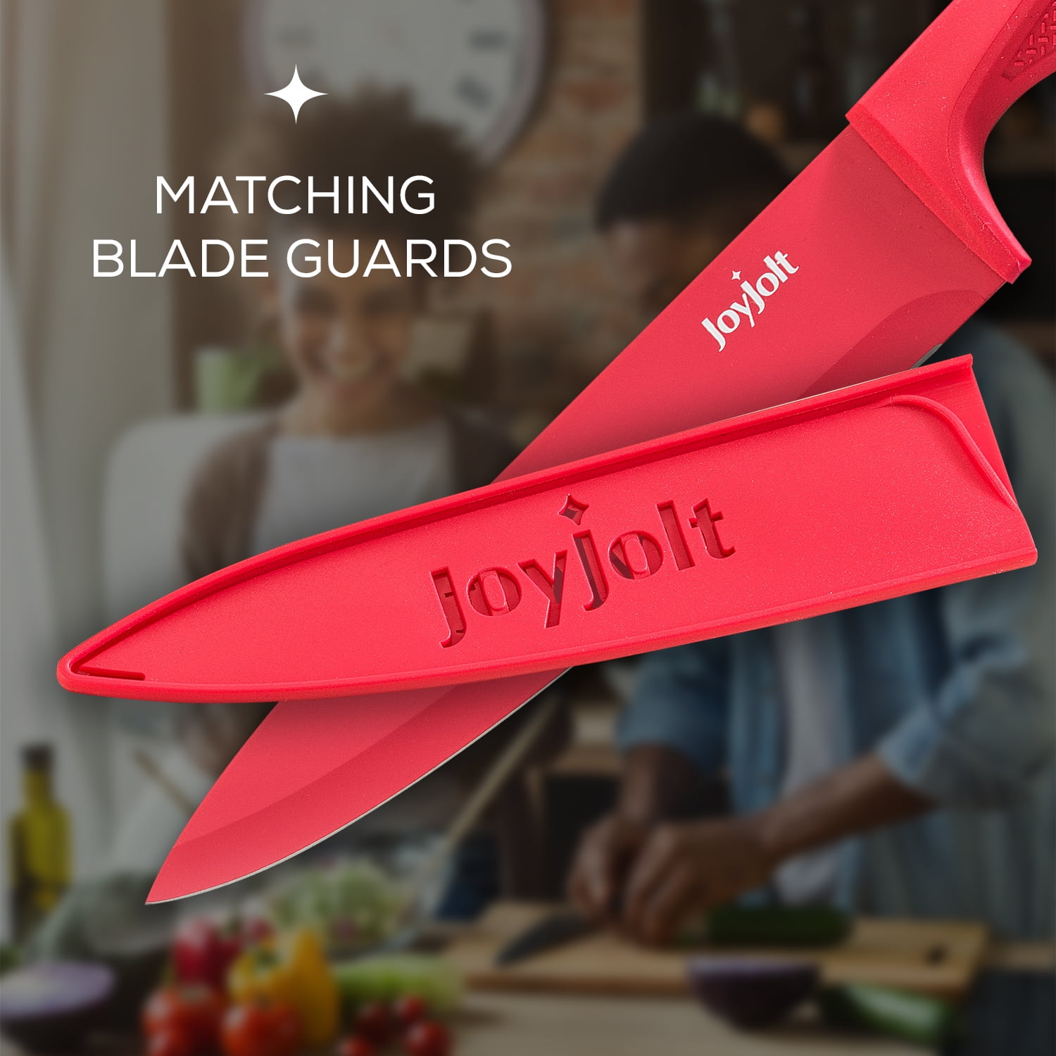 JoyJolt Multi Purpose 12 Piece Non-Stick Kitchen Knife Set - 6 Knives