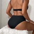 thumbnail image 3 of Hduncf Women's Twist Bikini Bottom Moderate High Cut Swimsuit Bottom Cross V Cut Ruched Ruffles Bathing Suit Bottoms Black XL, 3 of 7