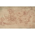 thumbnail image 2 of Carlo Cignani 18x13 Black Ornate Wood Framed Double Matted Museum Art Print Titled - Five Putti Playing with a Goat (Bacchanalia) (ca. 1690-95), 2 of 5