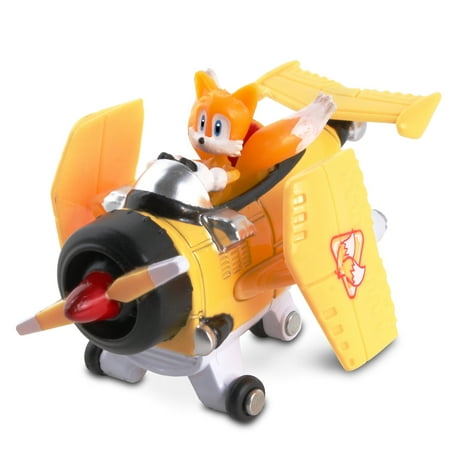 Sonic & Sega All-Stars Racing: Tails Diecast Propeller Plane - 1:64 Collectible Real Metal Diecast Race Car (6424), NKOK, Sonic The Hedgehog, Freewheel Push Car, Ages 8+
